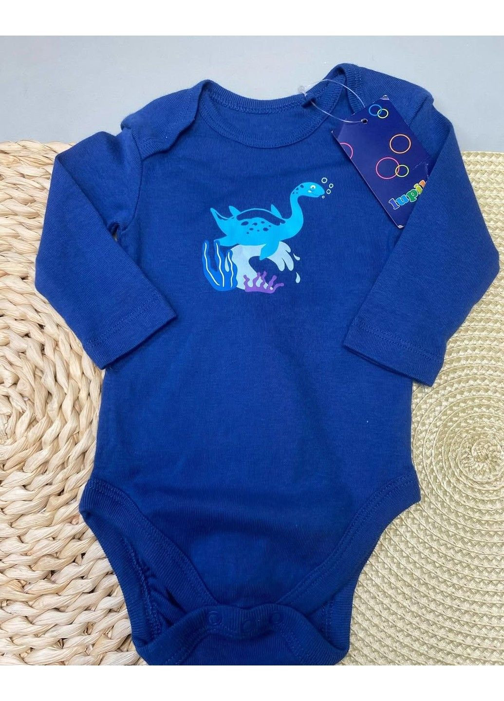 Синій комплект набір боді + штани з широким поясом/повзунки бавовняний дитячий на хлопчика, синій Lupilu