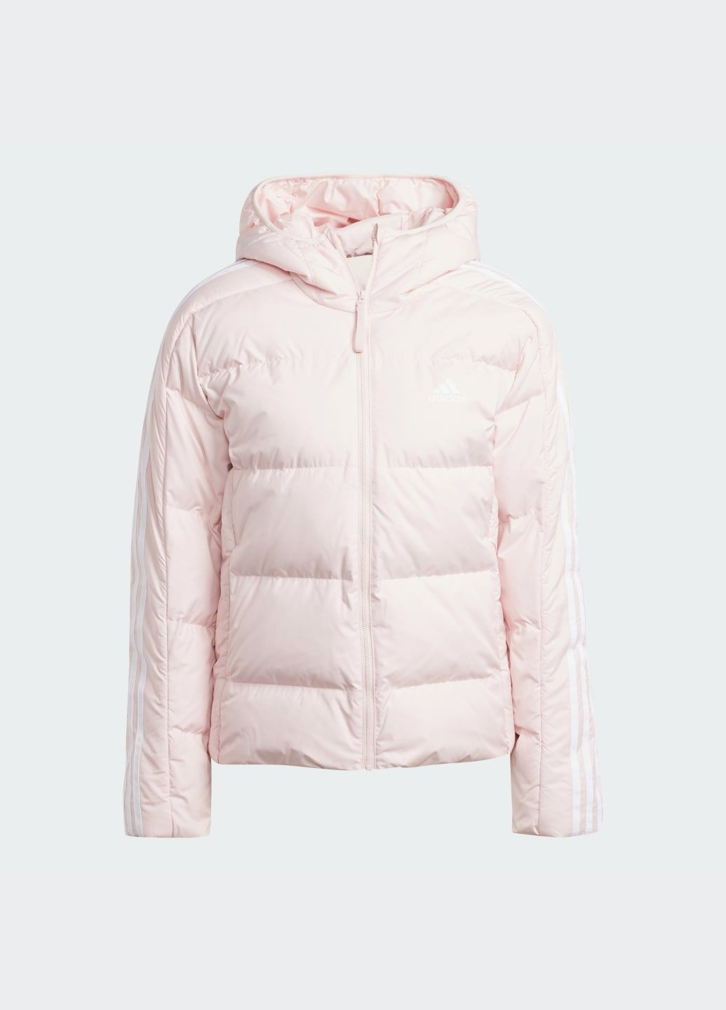 Розовая демисезонная пуховик essentials 3-stripes mid down hooded adidas