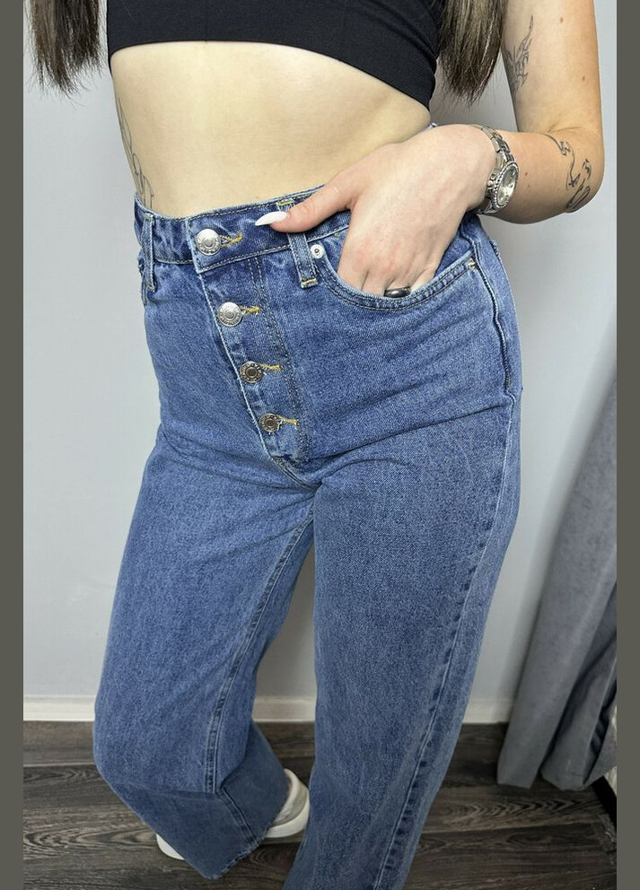 Джинсы женские синие на пуговицы MKAZ4001-2 Modna KAZKA - (336932158)