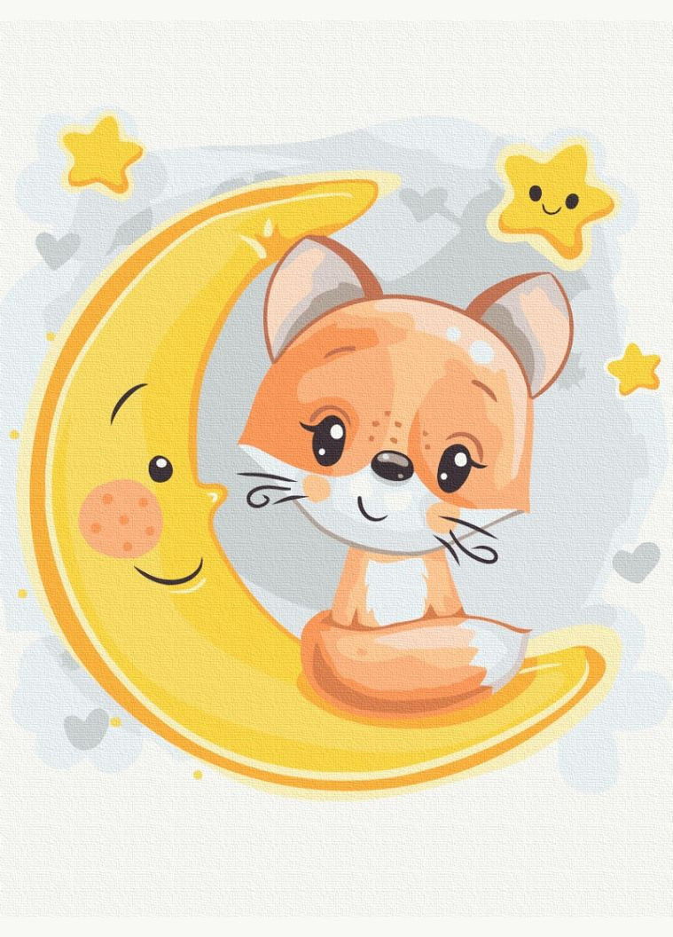 Картина по номерам детская тематика 30х40 Картины по цифрам на холсте Лисичка на месяце Картины по номерам KBS0108 Brushme (308988760)