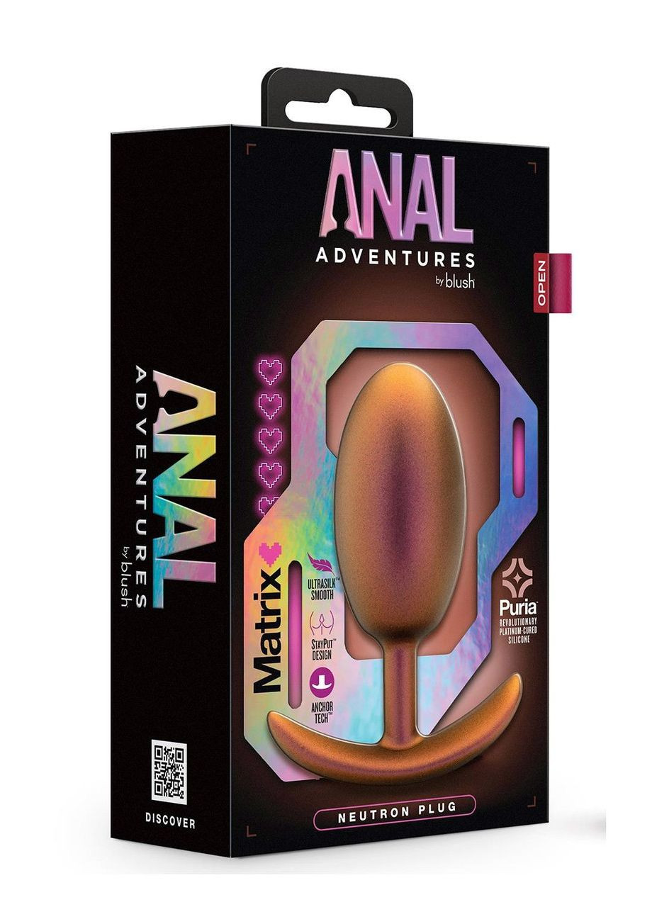 Анальна пробка із зміщеним центром тяжіння Anal Adventures Matrix силіконова, рожеве золото Blush (303904083)