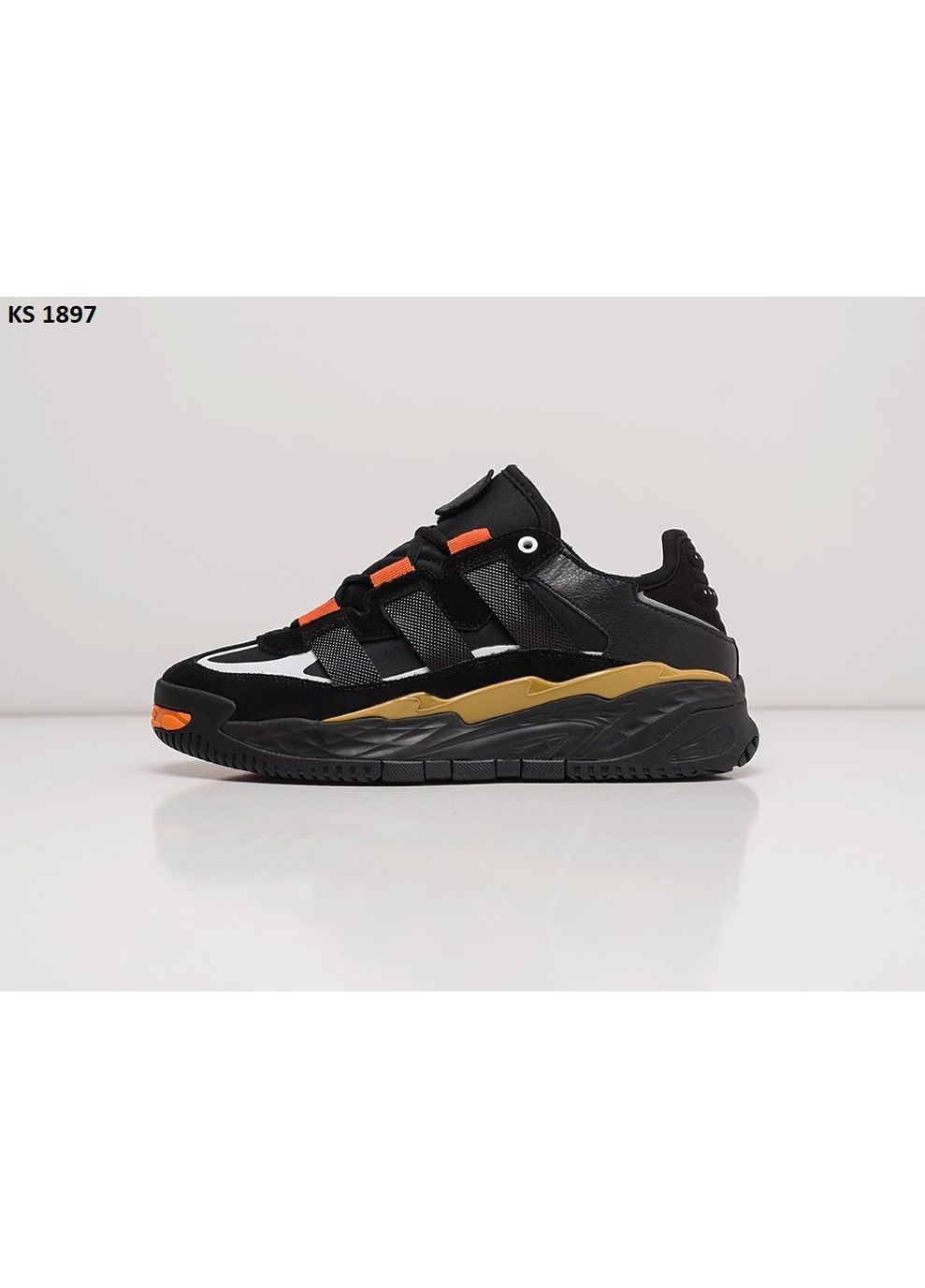 Чорні Осінні кросівки чоловічі adidas niteball black orange адідас найтбол No Brand