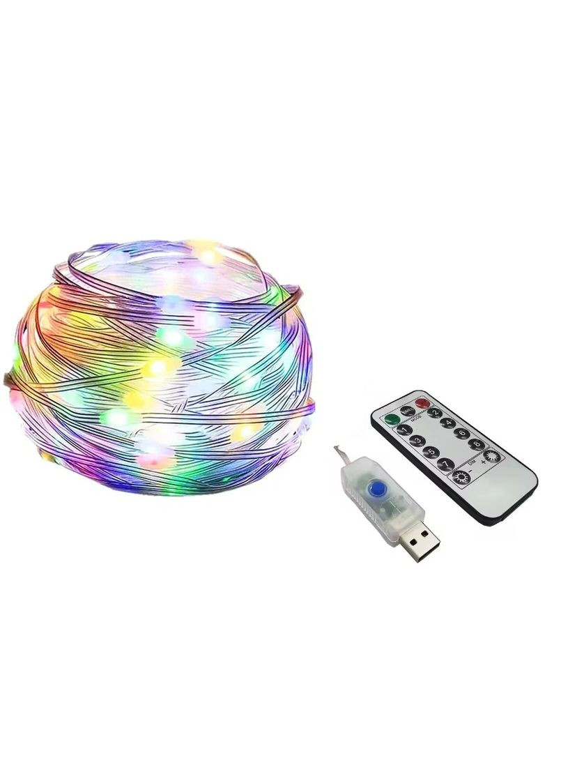 Уличные гирлянды 10м 100лед RGB USB с пультом ДУ светодиодные наружные садовые фонари SunLamp (304425743)