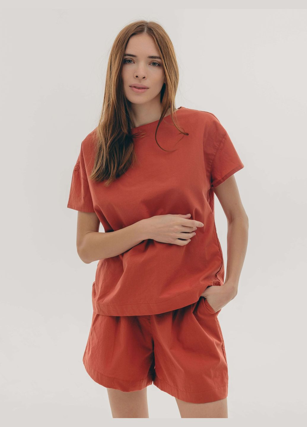Красная пижама женская с шортами terra l Leglo