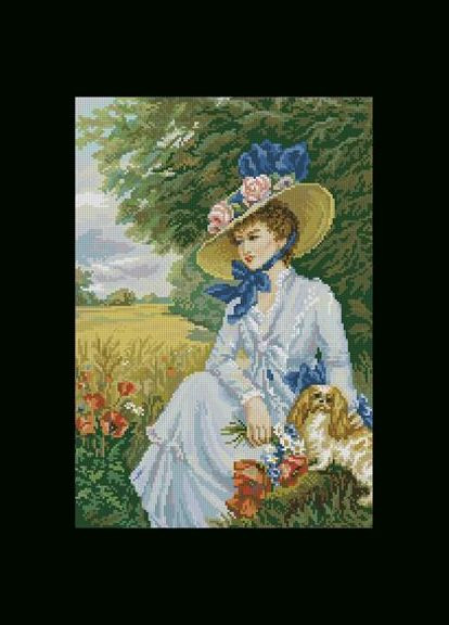 Набір для вишивання хрестиком. Розмір: 22*31 см Дівчина з песиком Лоскуток (315361915)