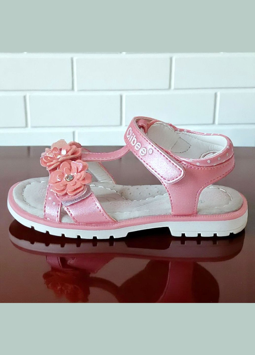 Розовые повседневные, праздничные открытые босоножки сандалии на липучках для девочки летняя обувь клиби Clibee на липучке