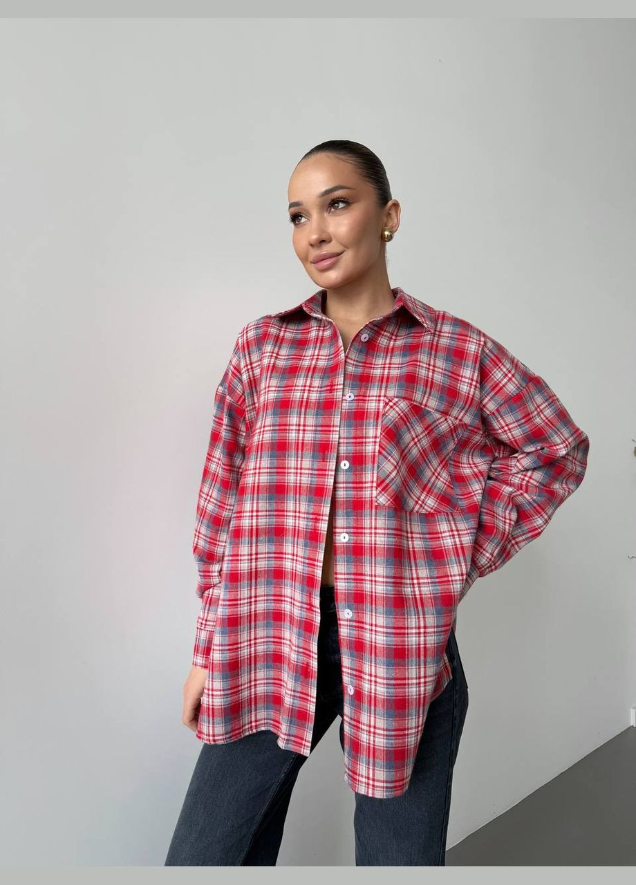 Красная повседневный, кэжуал рубашка в клетку No Brand
