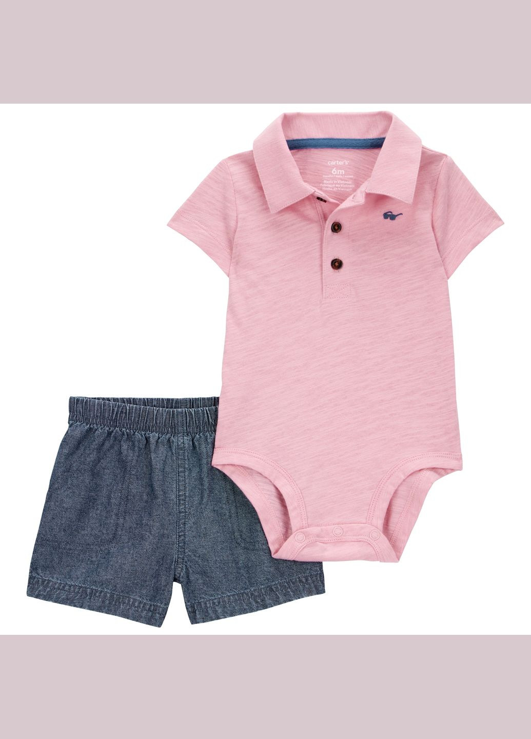 Рожевий літній комплект 2в1 боді, шорти для хлопчика 72-76 см (1s540010_12m) Carter's
