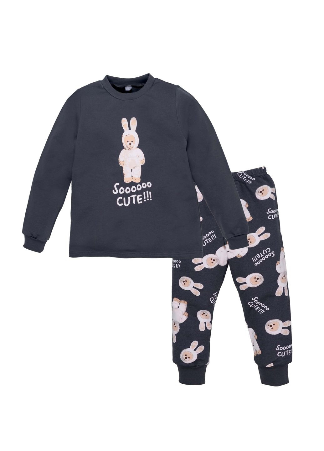 Сіра зимня піжама дитяча татошка - зручна та стильна кофта + брюки JUGO 0102302зая