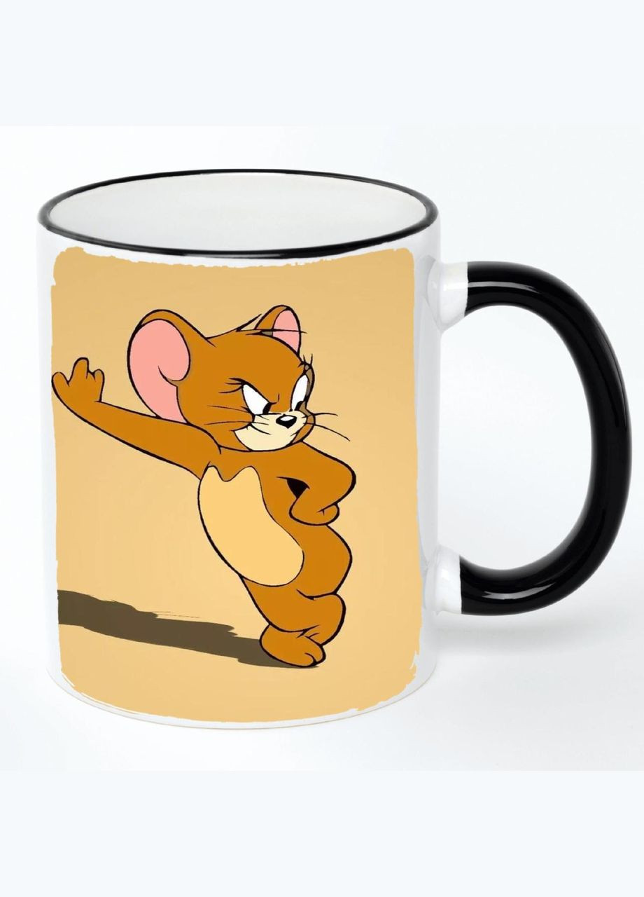 Чашка Том и Джерри Мультик #004 (кружка, кружка) Белая с черной ручкой 330 мл No Brand (322714928)