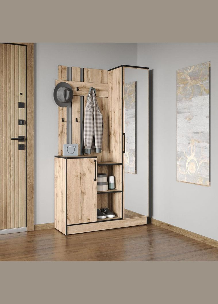 Cтильна прихожа з дзеркалом, дверцятами та крючками для одягу від KO-0004 Аппалачі MORELI (361035000)