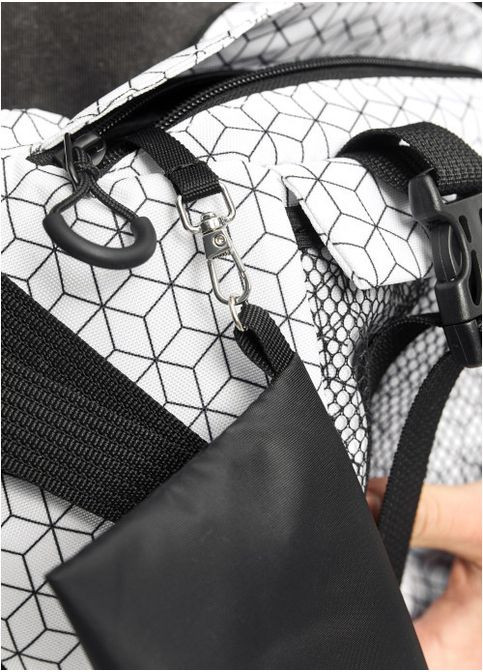 Велика тканинна сумка водостійка бананка чоловіча через плече і пояс з підкладкою принт квадрат Sambag (361669243)