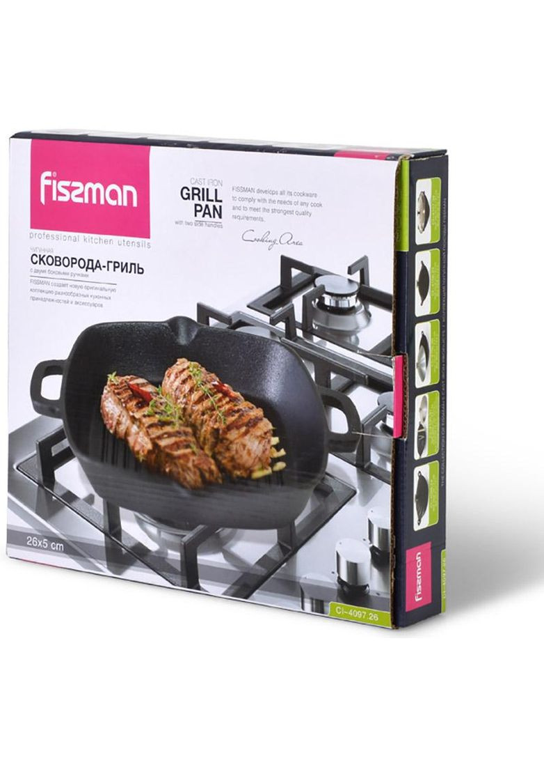 Сковорода-гриль чавунна Naestved 26х26см з литими ручками Fissman (372174279)