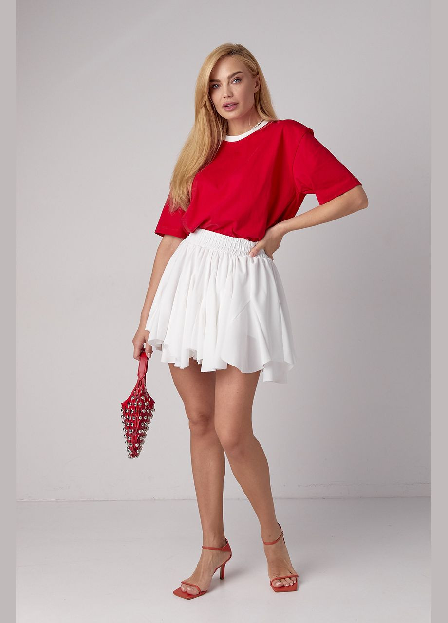 Молочная коктейльный однотонная короткая юбка с клиньями черный цвет m (sku_4662) No Brand клешированная-солнце