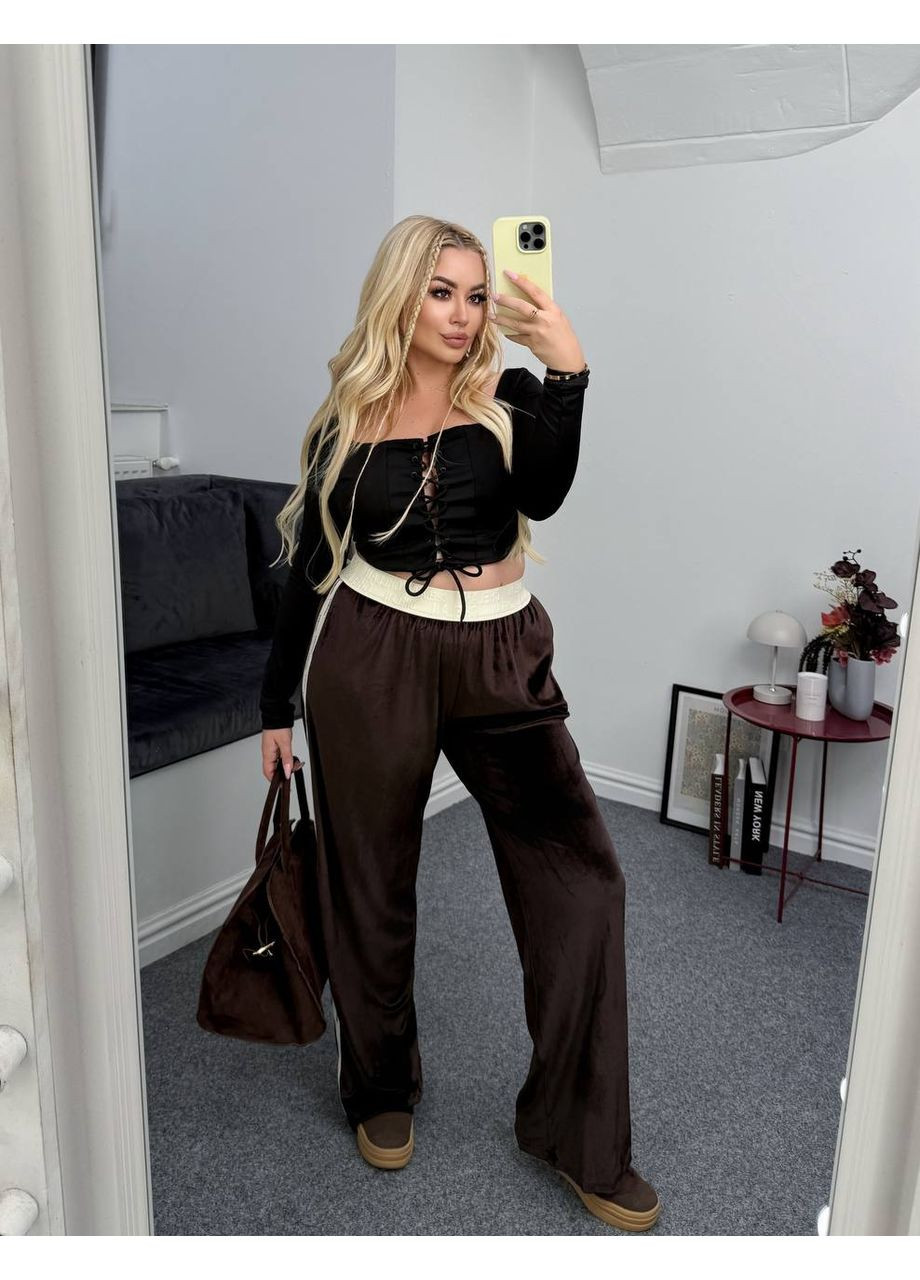 Прогулянкові штани палацо з лампасами — ЗАМІР В ОПИСІ DK/DL Мода без кордонів (370026324)