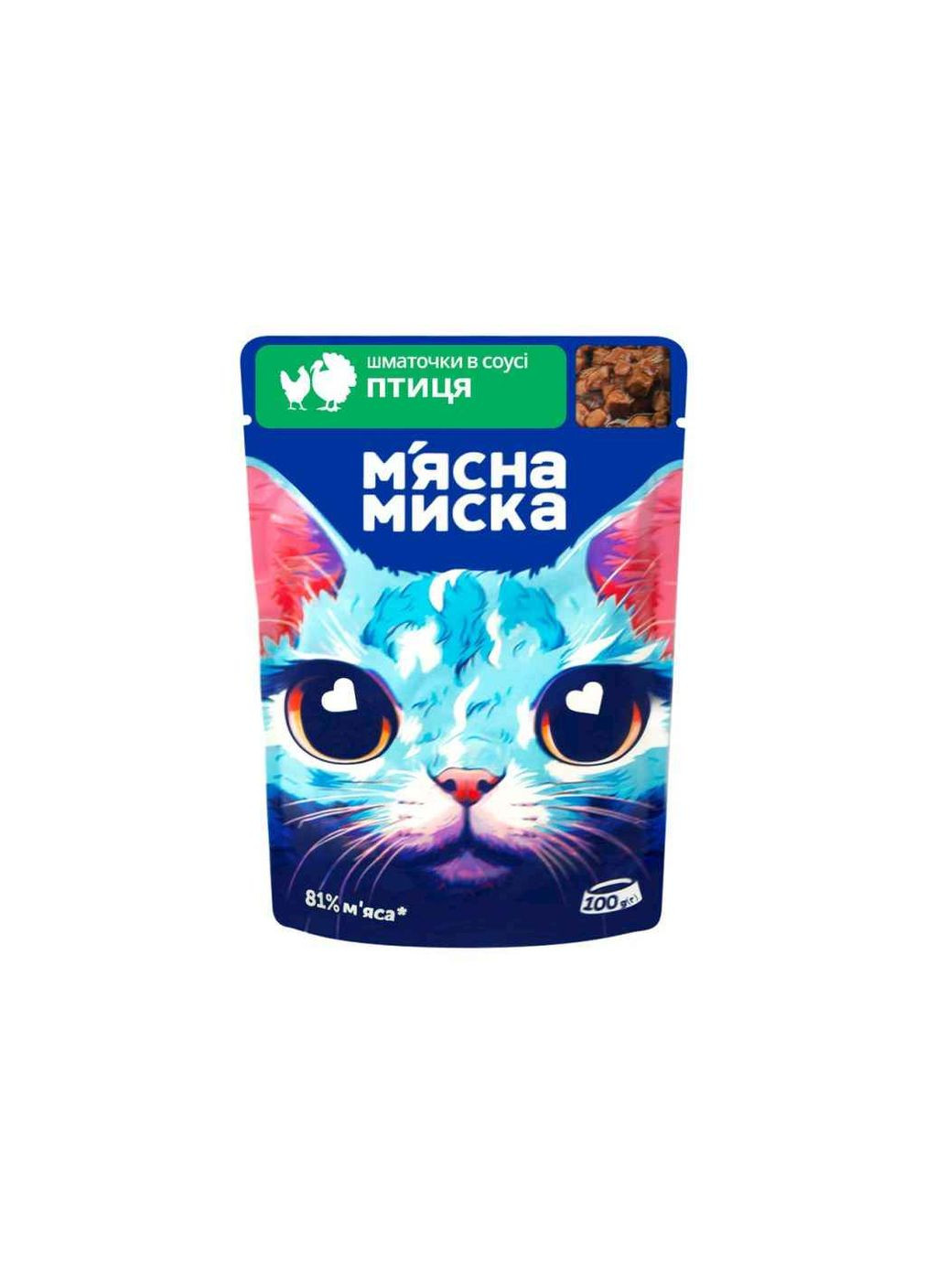 Пауч М'ЯСНА МИСКА Пауч 100г для котів шматочки в соусі з птицею М'ясна Миска (364683787)
