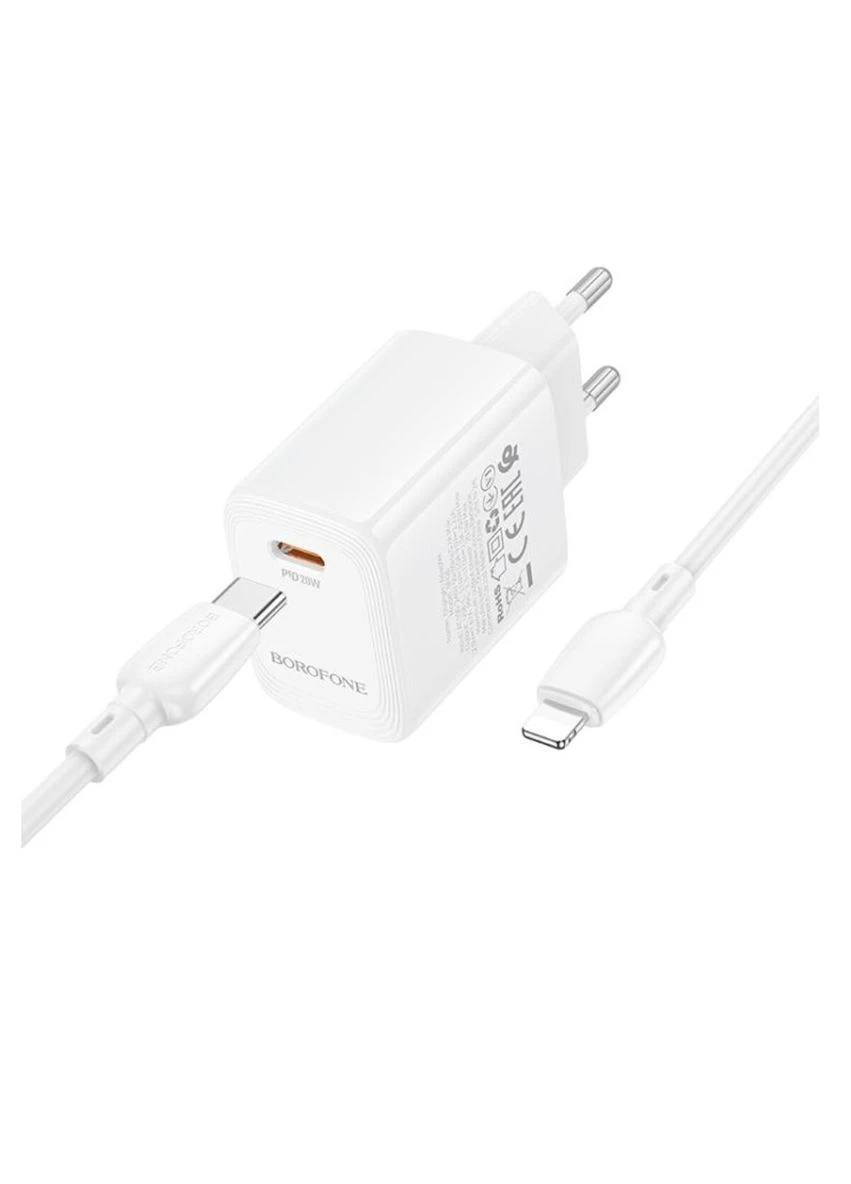 Сетевое зарядное устройство для single-port PD20W Charger Set (C to iP) (EU) White (6941991120244) Borofone BN26 Fuente (340061197)