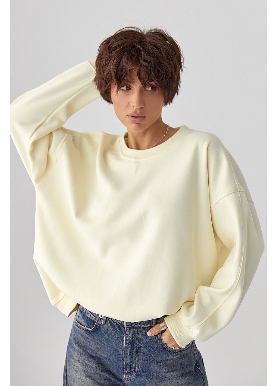 Жовтий однотонний світшот з плюшевим начісом - рожевий колір Lurex (364967931)