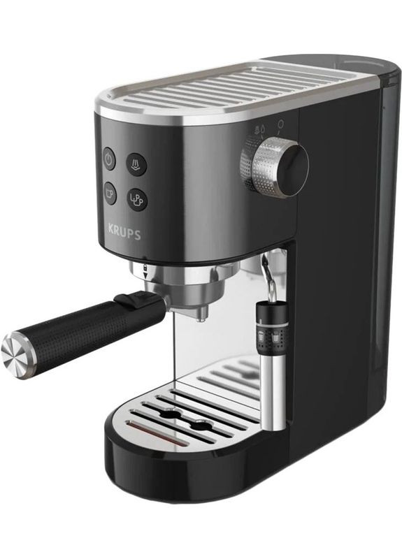 Кофеварка рожковая Virtuoso + 1л, молотая, ручной капучинатор, 15 бар, черный Krups (314981313)