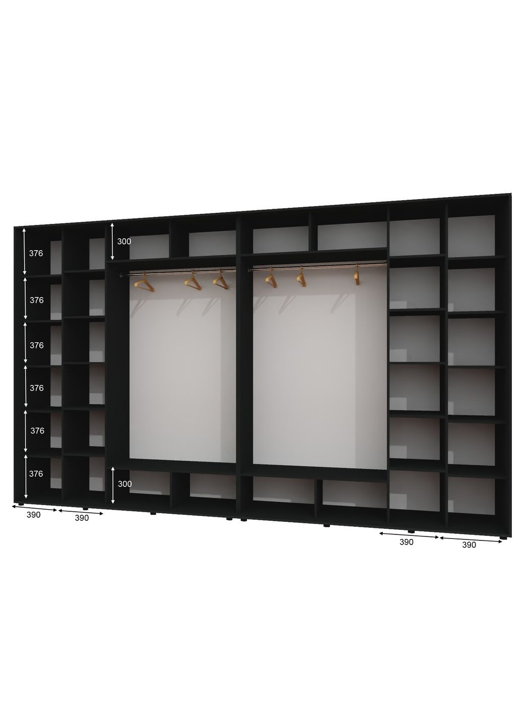 Шкаф-купе четырехдверный 380*60*250 см Антрацит 4 двери Зеркало ШК-02 Алекса (360477504)