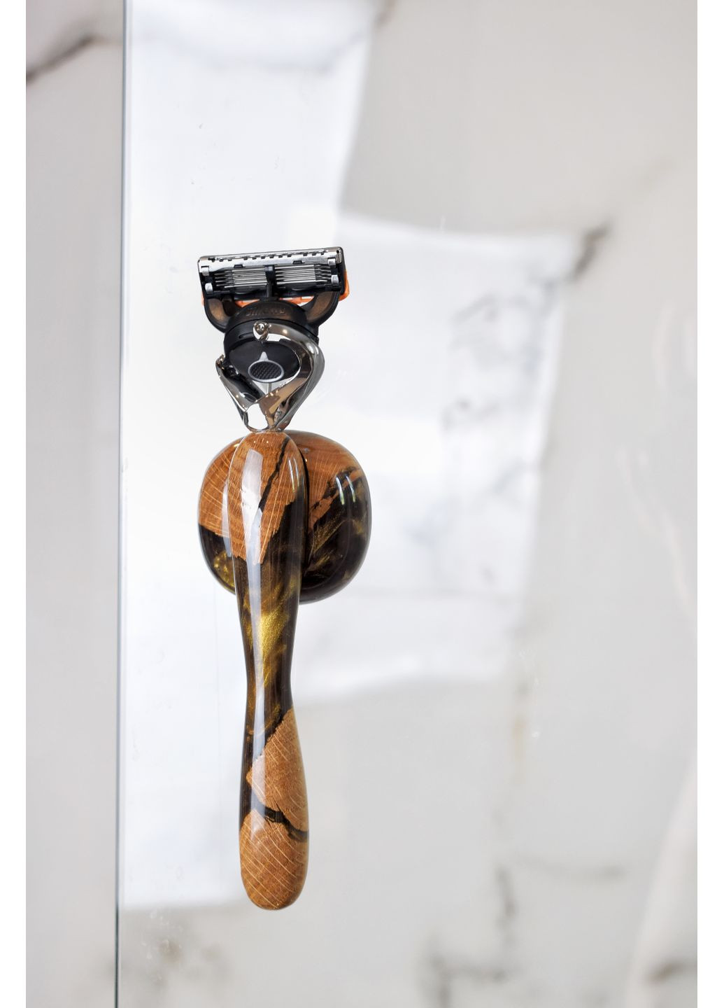 Набор подарочный Станок для бритья Золотой перламутр Коробка со смолой EpoxyWood Ukraine Округла (360898029)