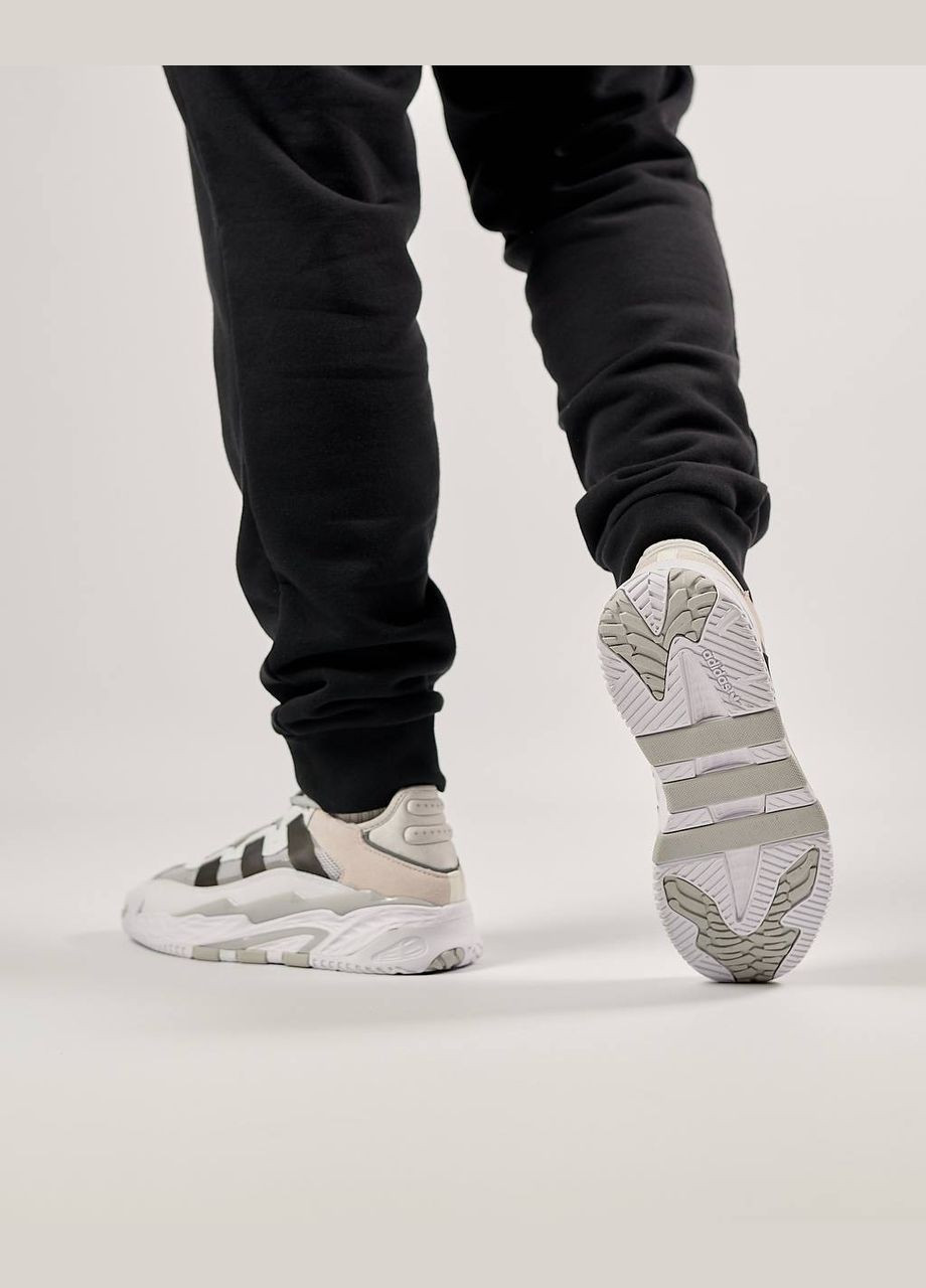 Серые демисезонные кроссовки мужские originals white gray black, вьетнам adidas Niteball PRM
