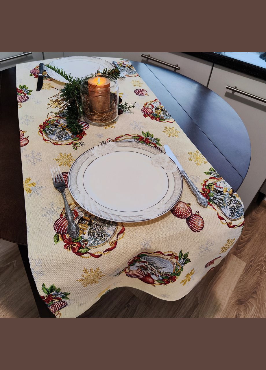 Новорічний ранер на стіл, червона декоративна настільна доріжка із золотим люрексом. 180, 45 Maystat (306812364)