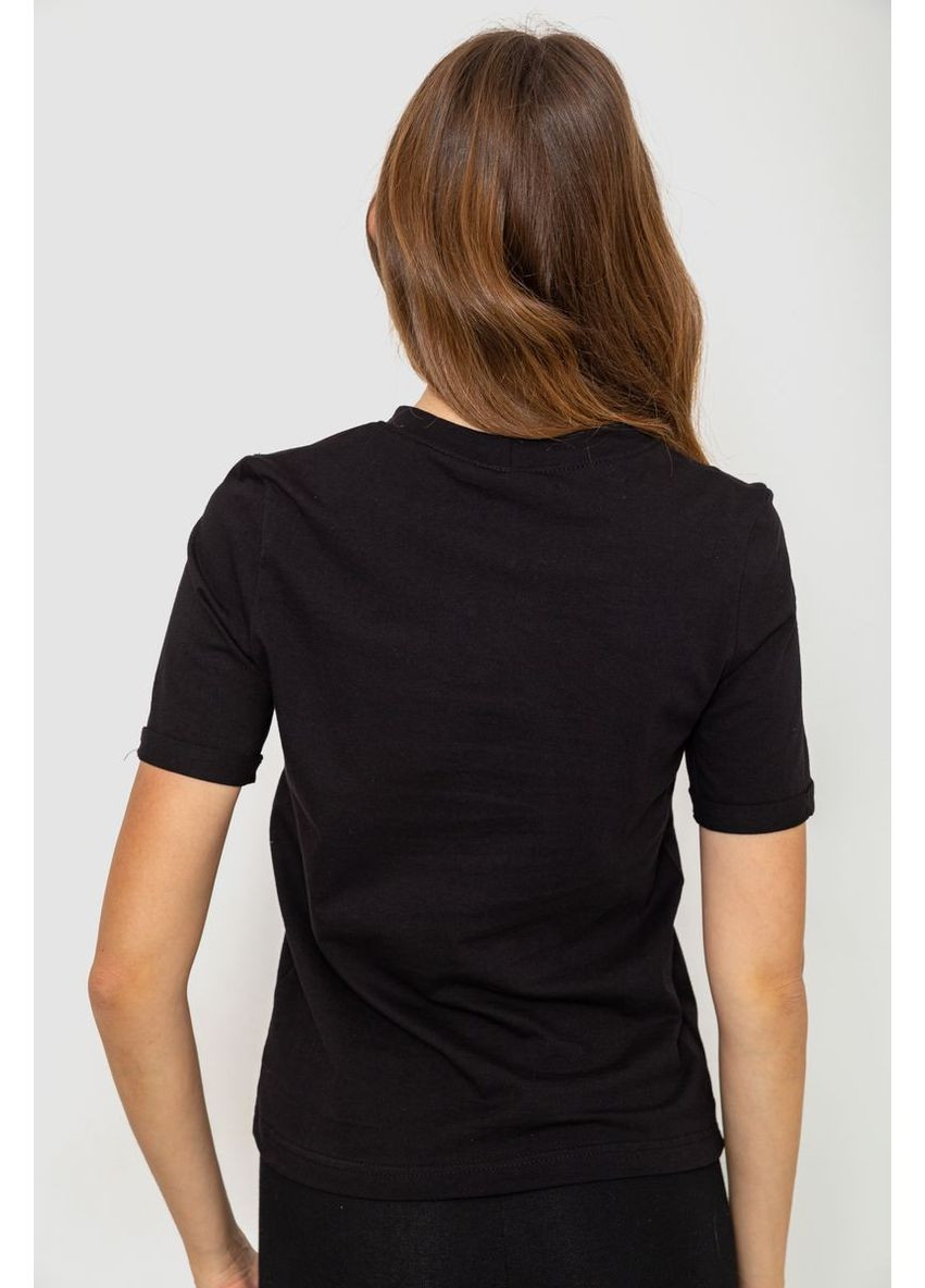 Жіноча футболка з принтом, колір чорний, 241R124 Ager - (365593833)