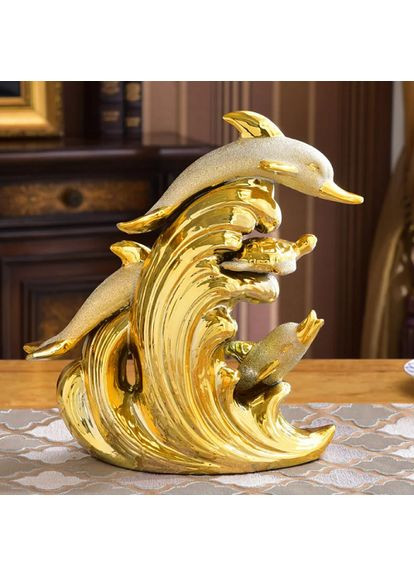 Розкішна настільна художня прикраса для дому статуетка у вигляді зграї з чотирьох дельфінів. No Brand (295058801)