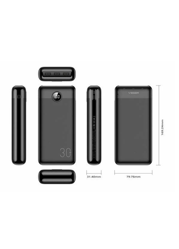 Портативна батарея K3 PD QC3.0 35W 30000mAh (W2018) Black Veger (372611114)