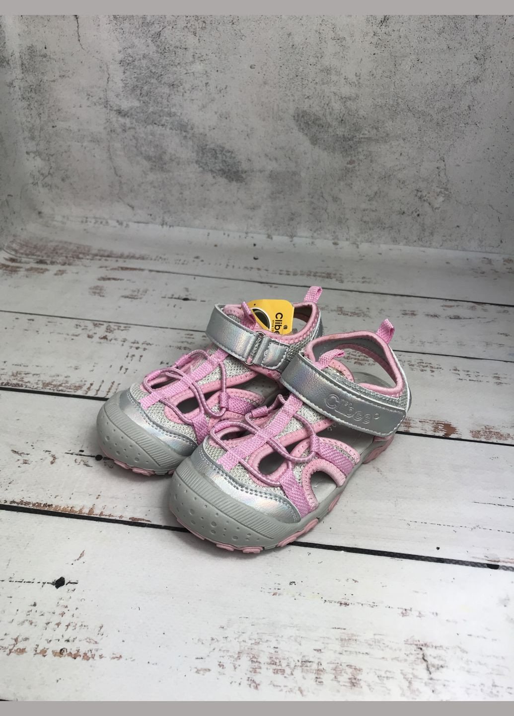 Серебряные босоножки сандалии для девочки розово-серебряный (336) Clibee