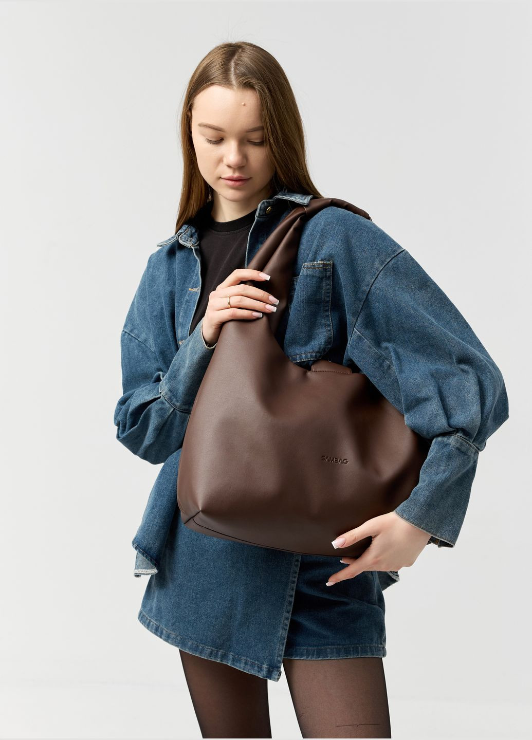 Жіноча сумка хобо шоколадна Sambag (322735713)