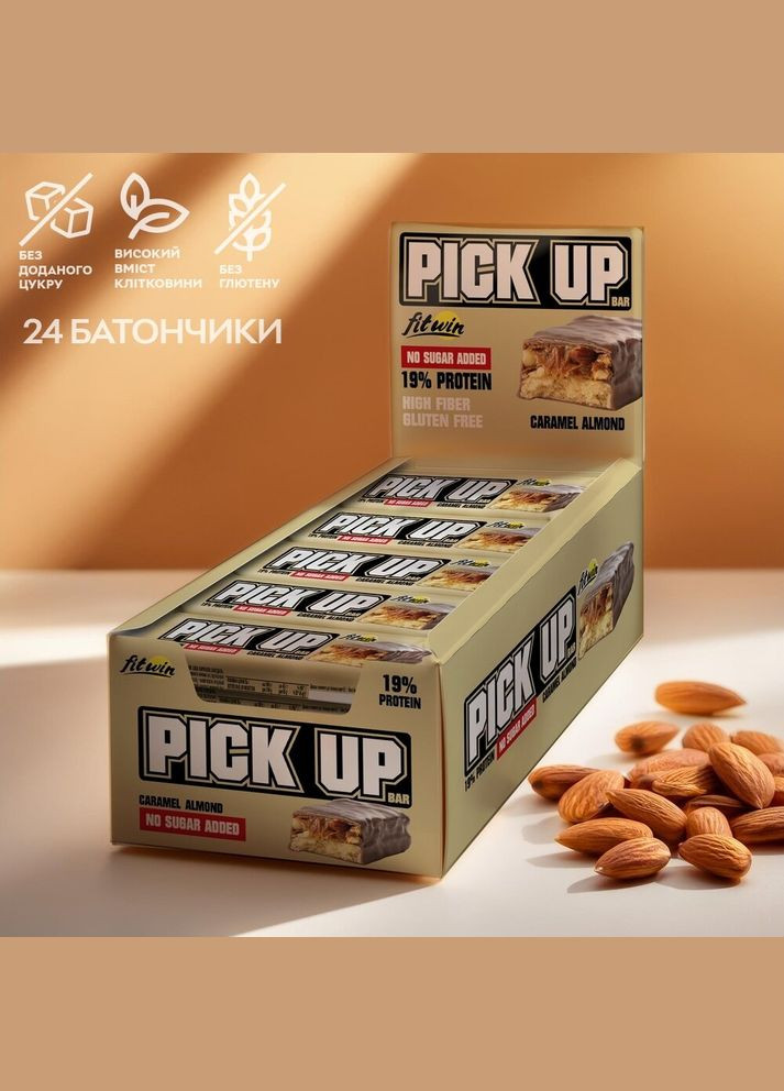 Батончик Pick Up, 24*45 грам - Карамель-мигдаль FitWin (322293707)