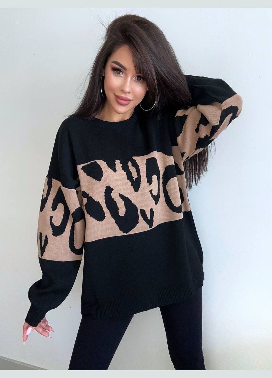 Чорний демісезонний стильний оверсайз светр Vakko