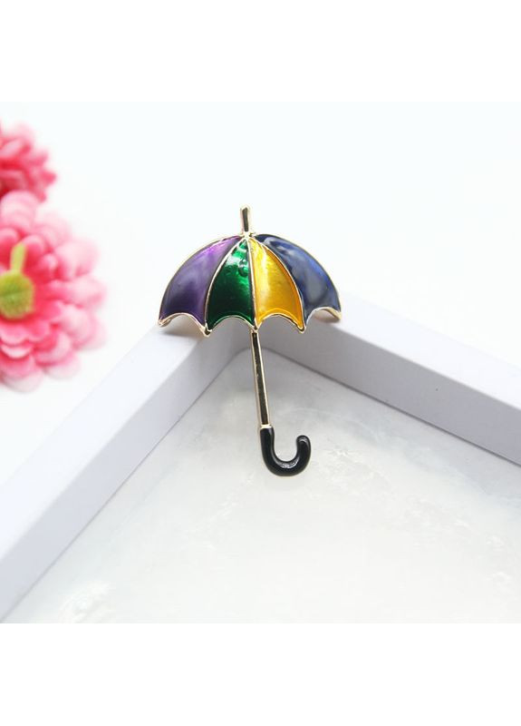 Оригинальная яркая брошь Зонтик, унисекс, разноцветная эмаль China (366874971)