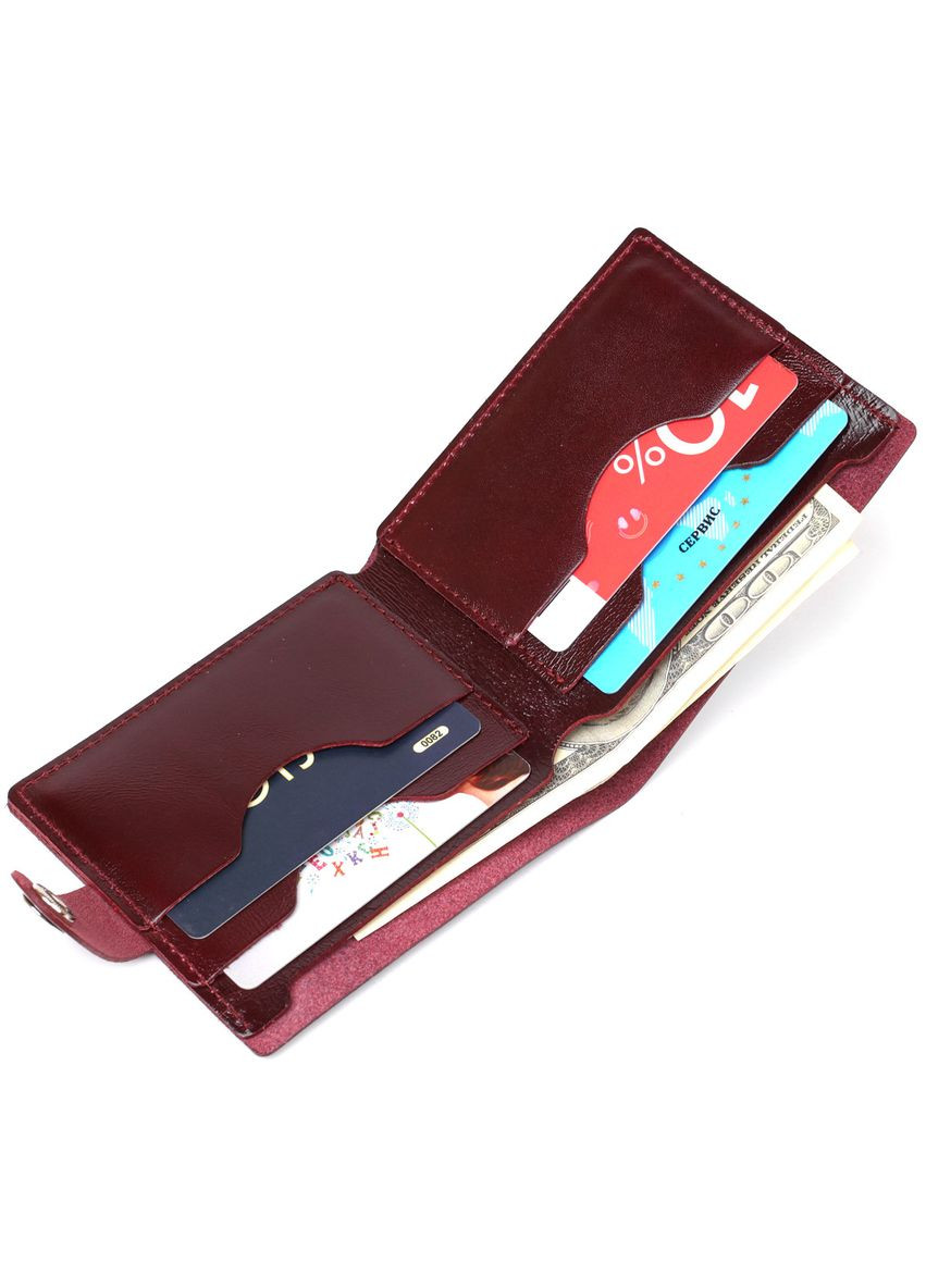 Женское глянцевое кожаное портмоне 16463 Вышневый Shvigel (298570579)