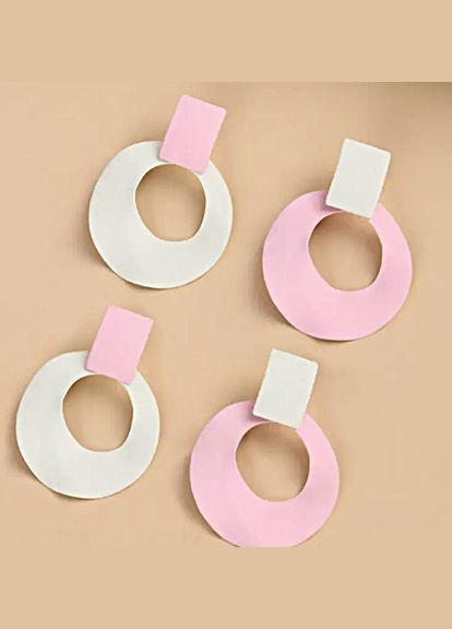 Сережки женские рожево-білі No Brand (347250639)