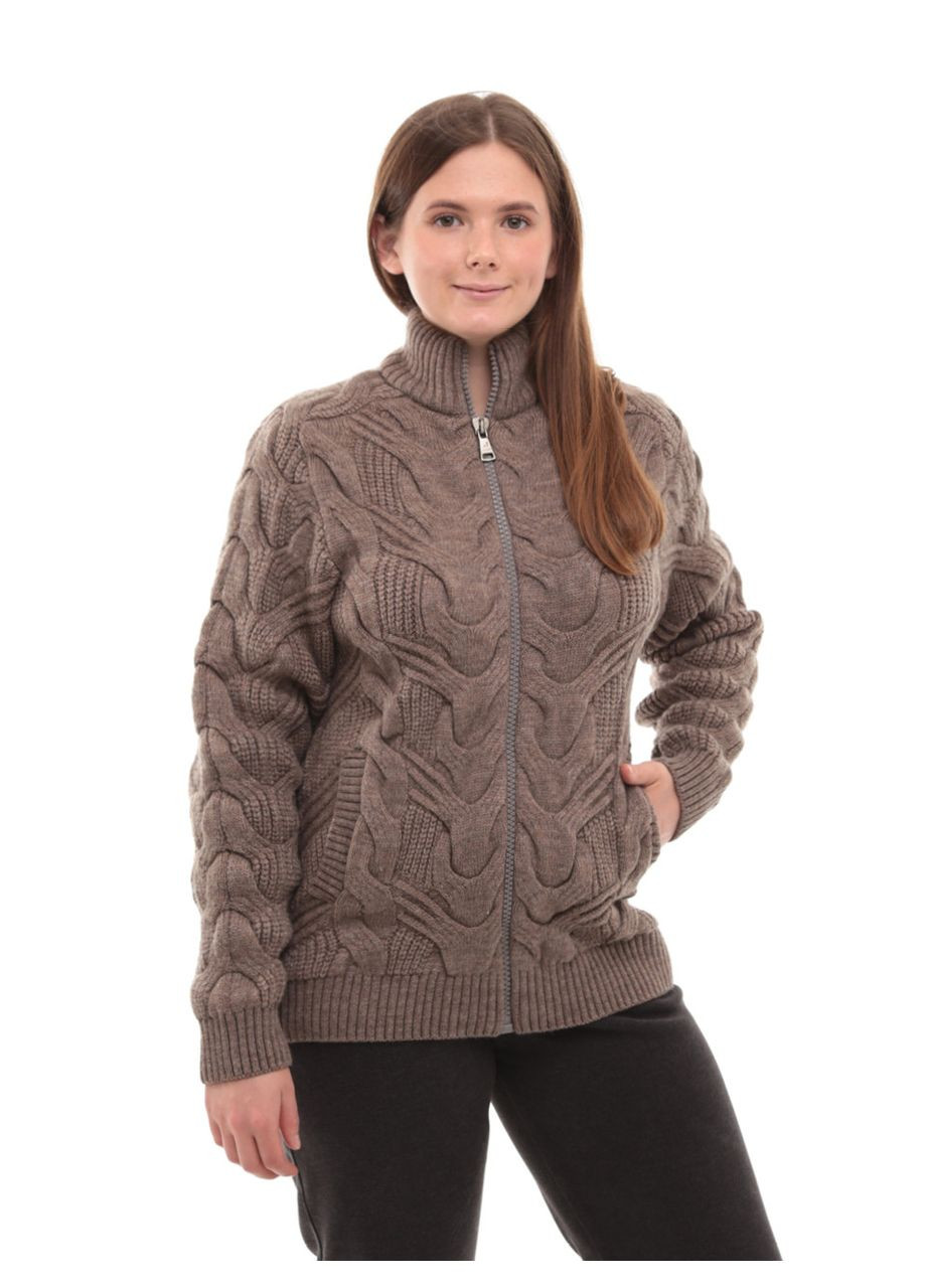 Бежевий зимовий светр жіночий бежевий зимовий на блискавці з горлом Pulltonic Пряма