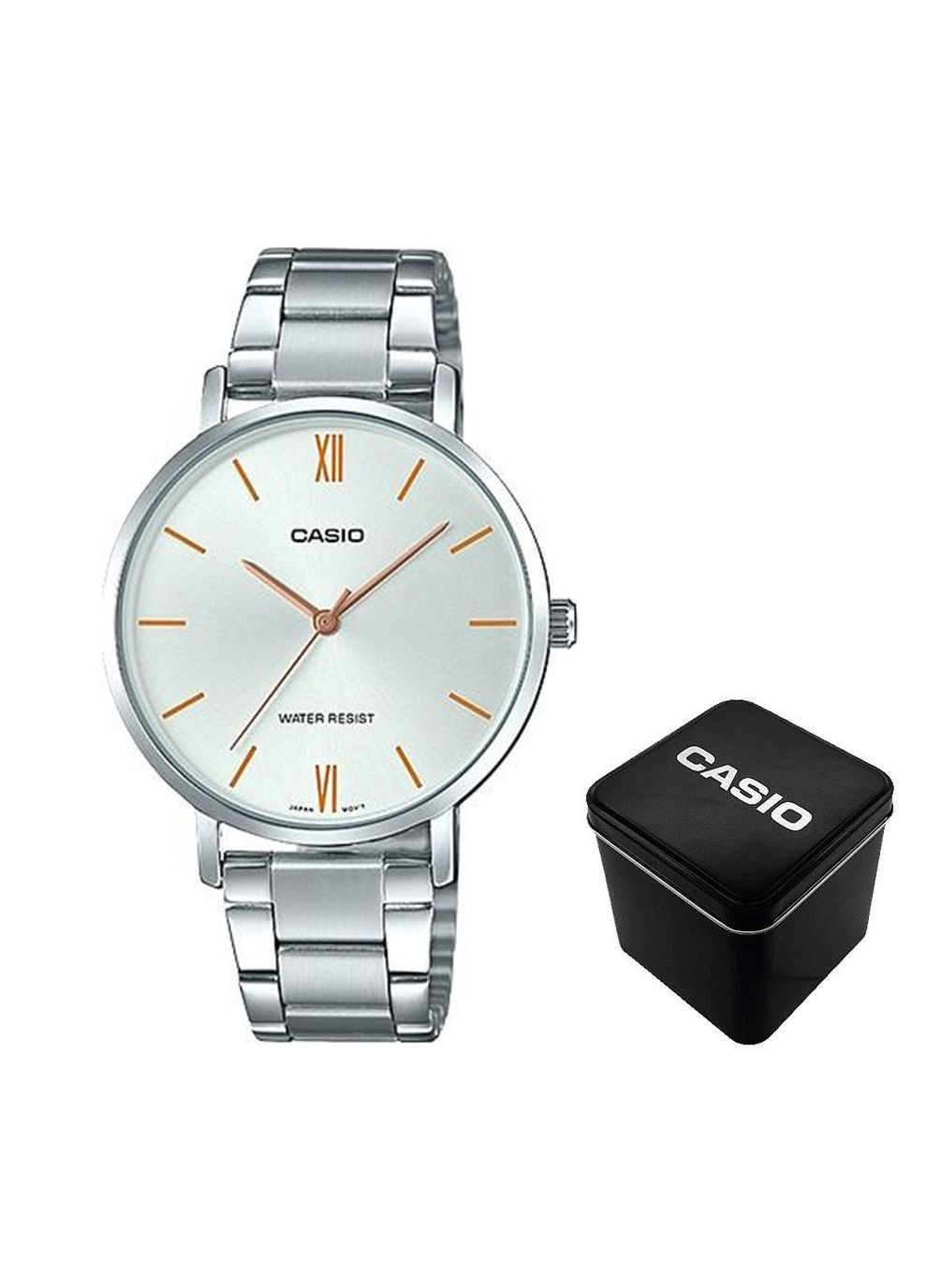 Женские кварцевые наручные часы (Касио) LTP-VT01D-7B, минеральное стекло, подсветка, влагостойкие Casio (364221155)