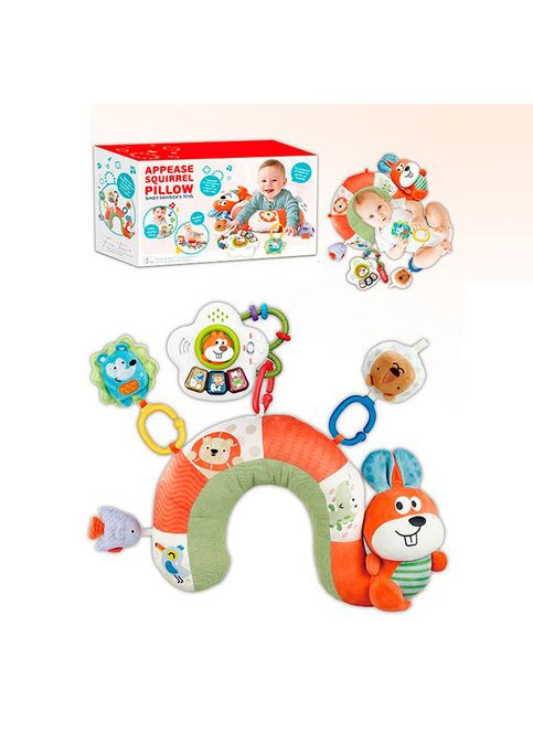 Підвіска-іграшка 2в1 (подушка) з плюшевими підвісками, муз., світло, бат., для немовлят (BY123) No Brand (322593356)