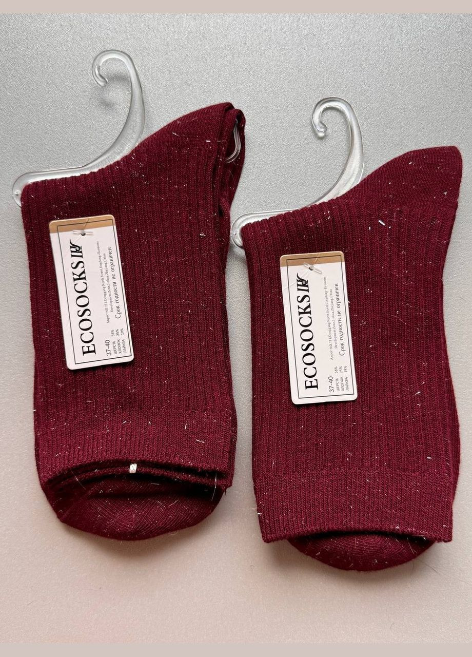 Тёмно-красные 1 пара демисезонные бурдовые носки в рубчике и с люрексом Шугуан (314822937)