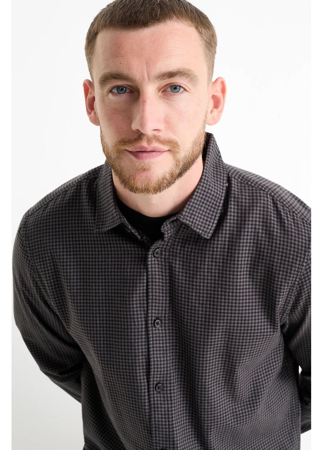 Серая кэжуал рубашка однотонная C&A