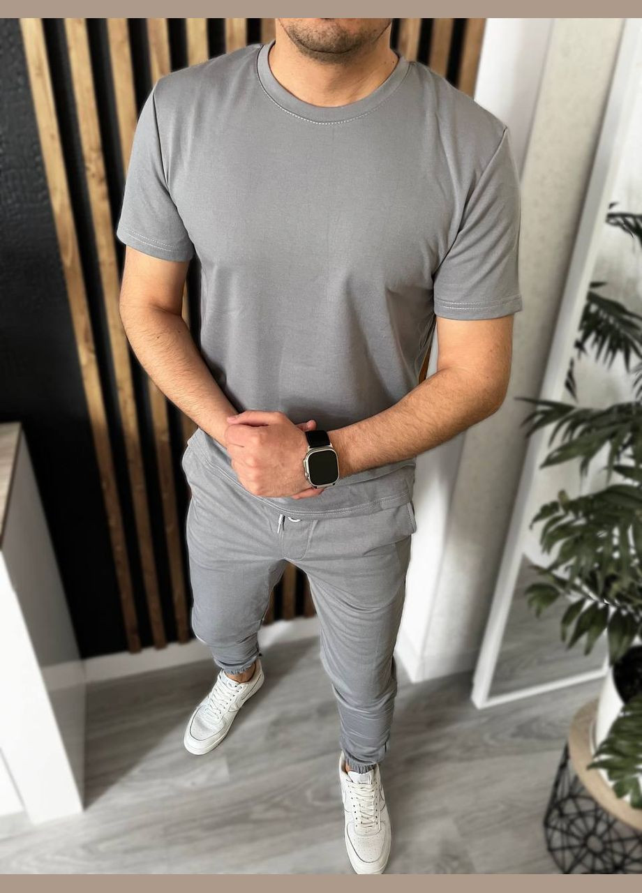 Сірий демісезонний костюм тканина двунитка відмінна якість No Brand