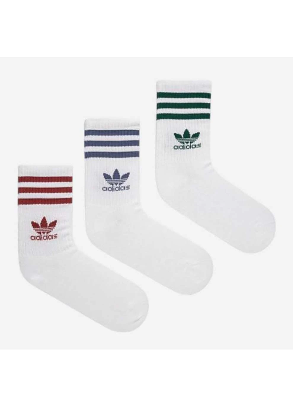 Комбіновані шкарпетки crew sock 3str білий, червоний, зелений, синій adidas однотонні (367192302)