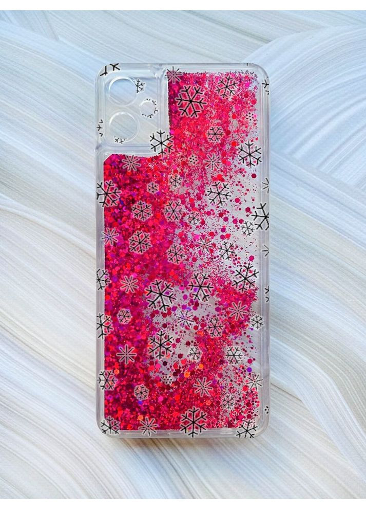 Чехол с плавающими блестками для Samsung Galaxy A05 (A055) Фон Снежинки (принт 204) CASE CONTROL (362966095)
