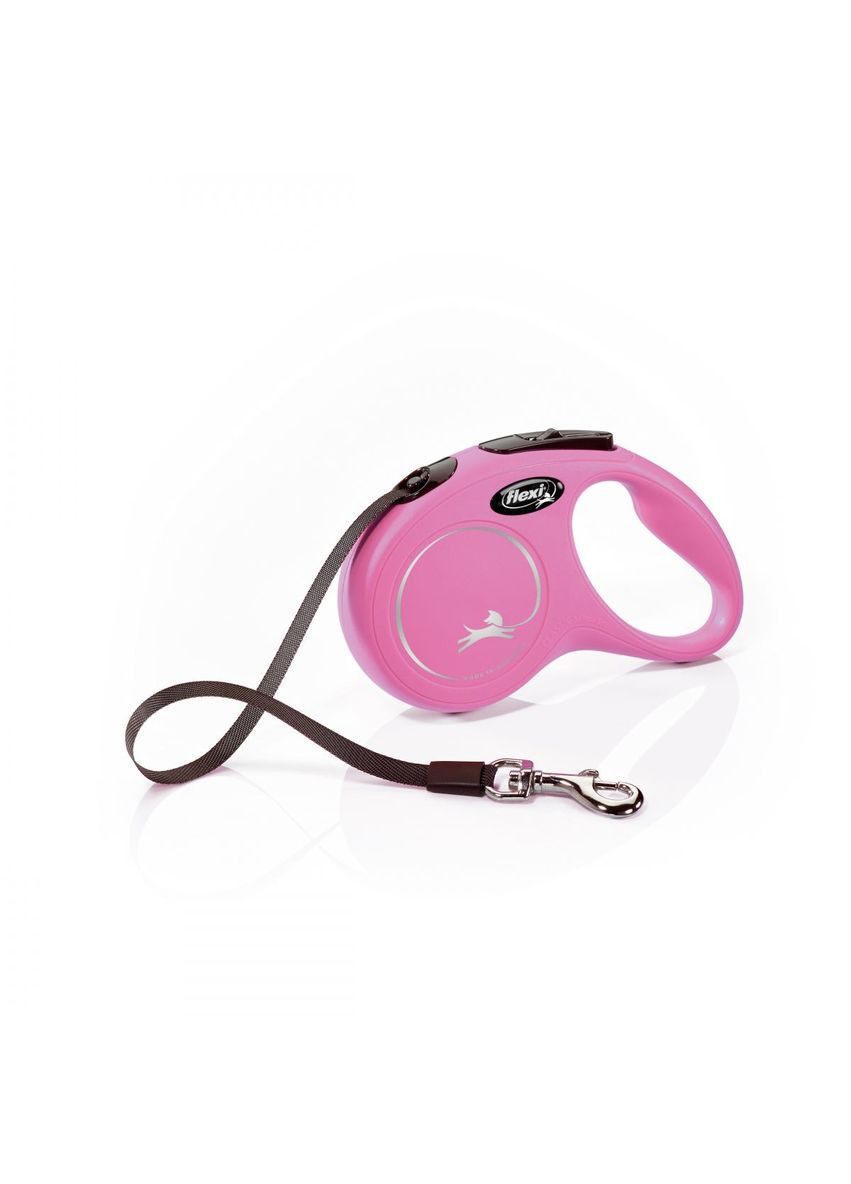 Рулетка для собак New Classic S 5 метрів, до 15 кг (рожева), повідець зі стрічкою Flexi (292257531)