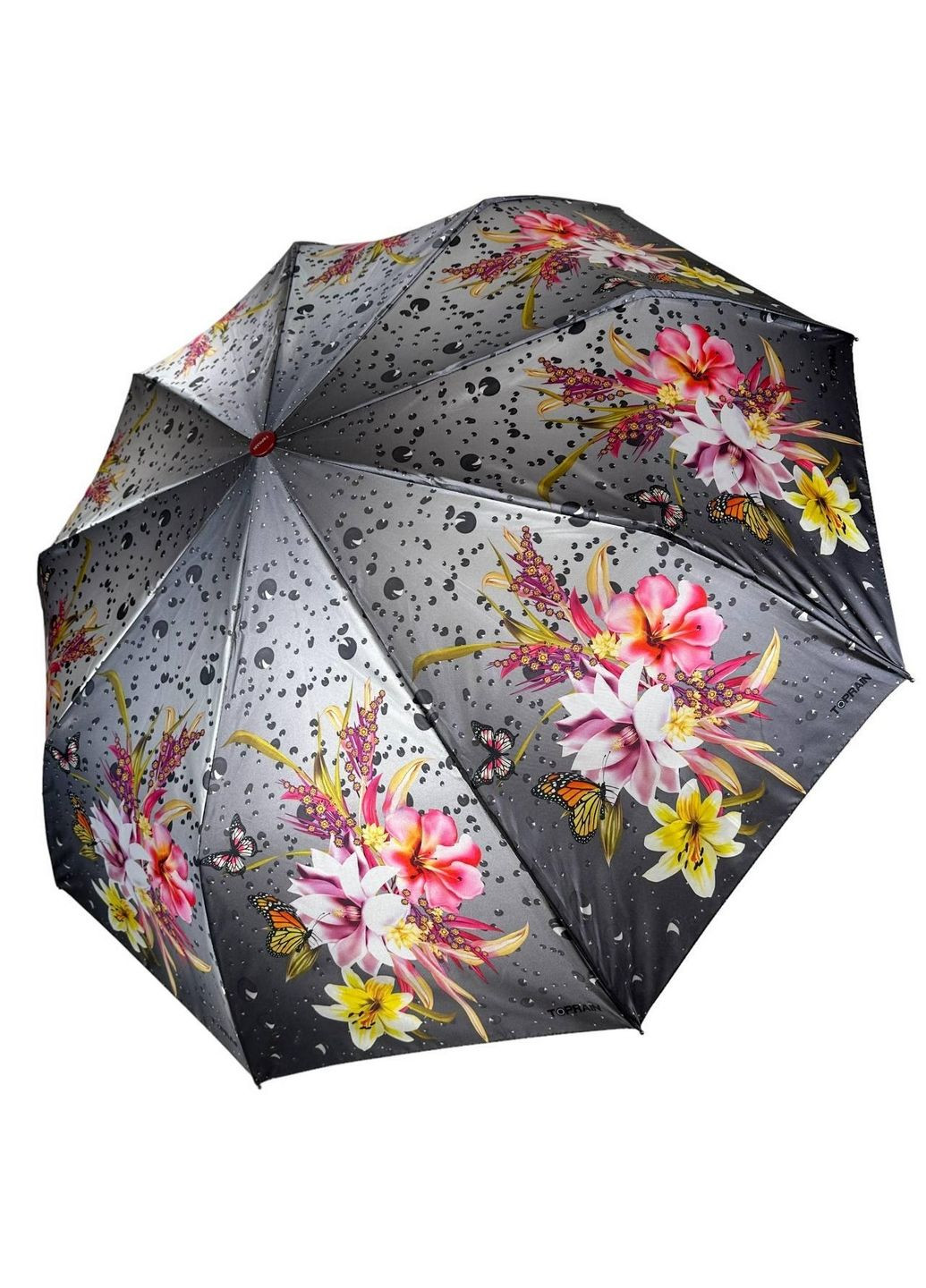Сіра жіноча парасолька напівавтоматична d=97 см Toprain (288048175)