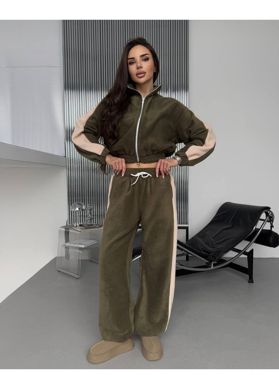 Костюм женский теплый Флис плотный с лампасами No Brand (370372961)