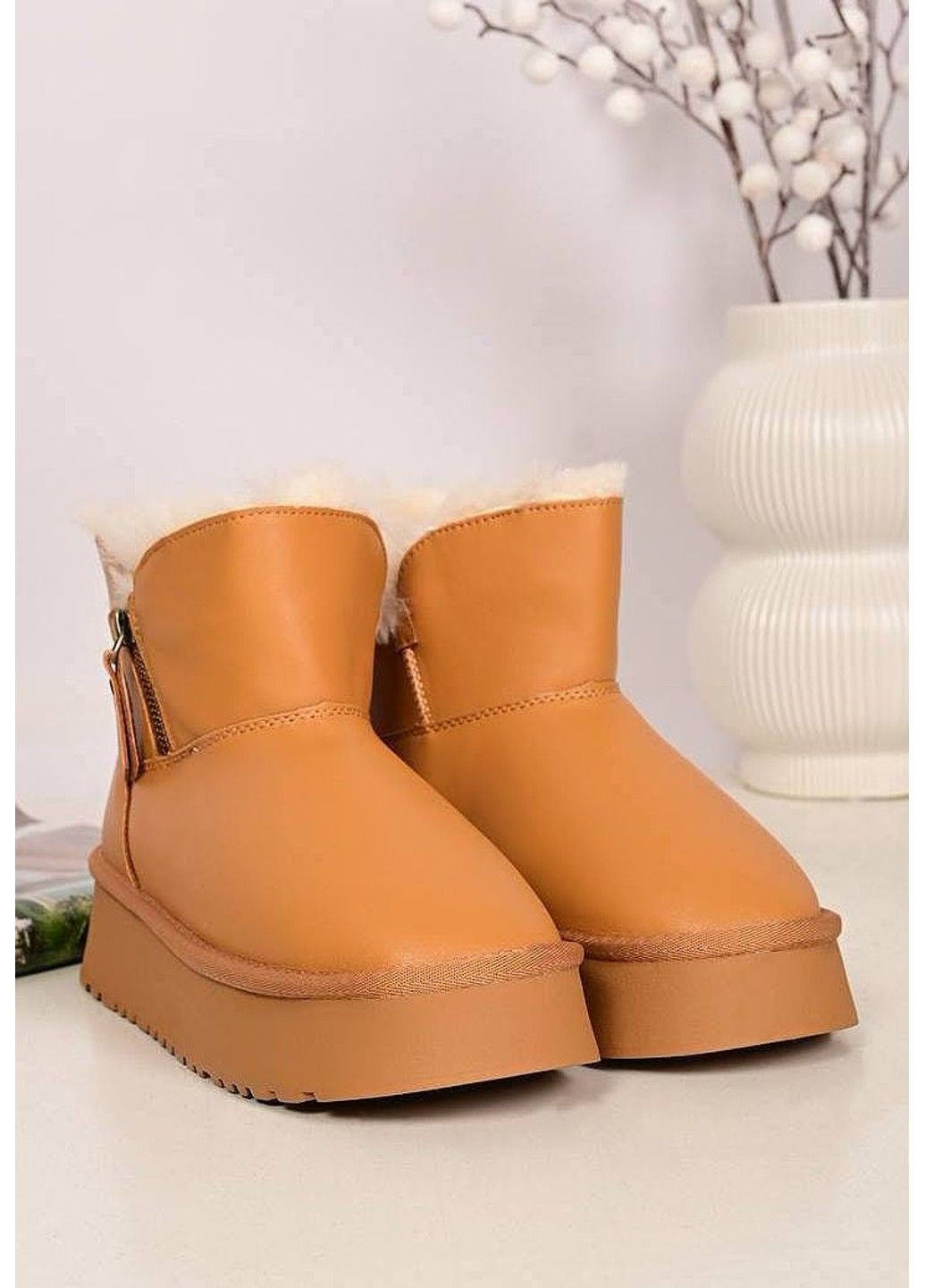 Уггі жіночі Lilin шкіряні на хутрі коричневі (L951-9) Lilin Shoes (369148385)