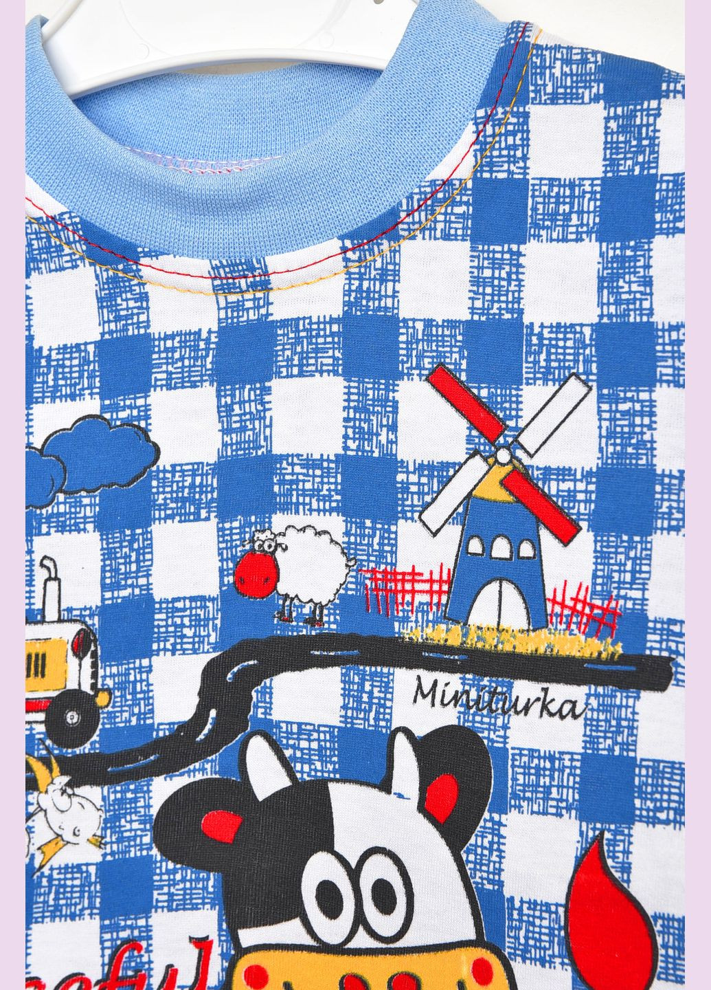 Голубой летний костюм детский для мальчика голубого цвета с шортами Let's Shop